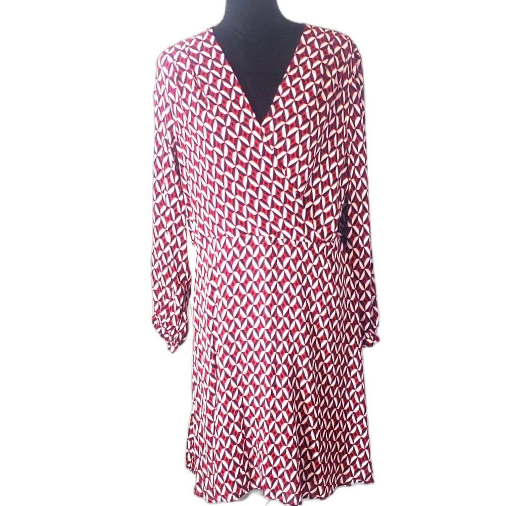 Banana Republic Red White Blue V-neck Wrap Dress Size 16